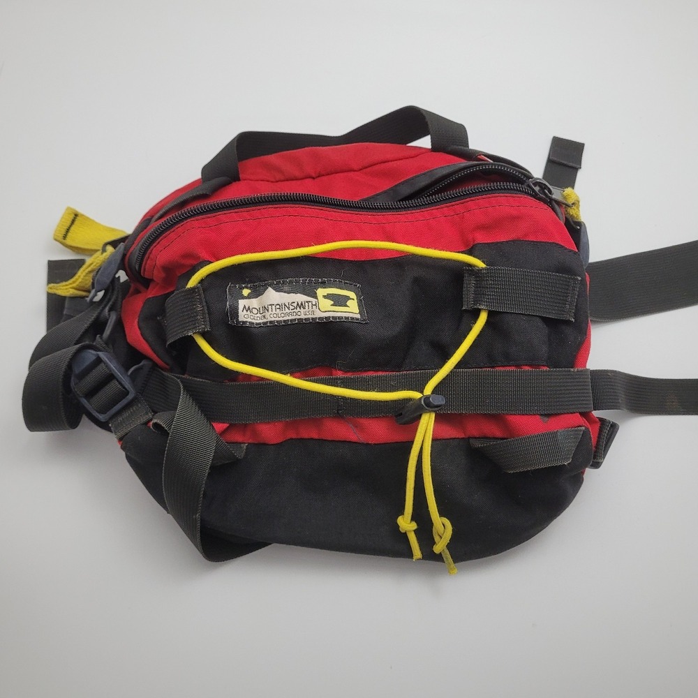 Vintage Mountainsmith Back Country Fanny Pack Red Black Hiking Waist Bag